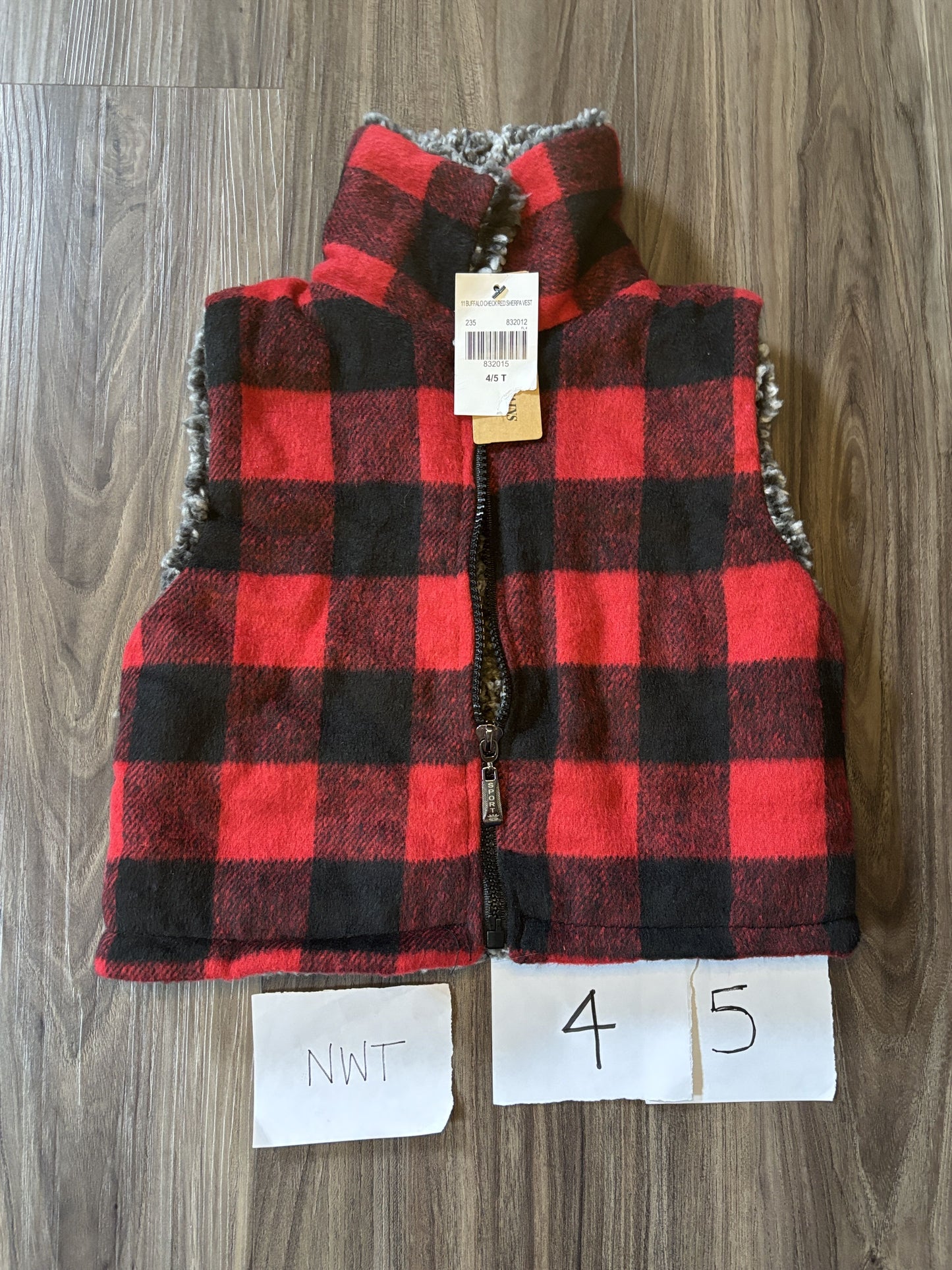 #138 - 4/5T - NWT Red Plaid Vest - PU 45236