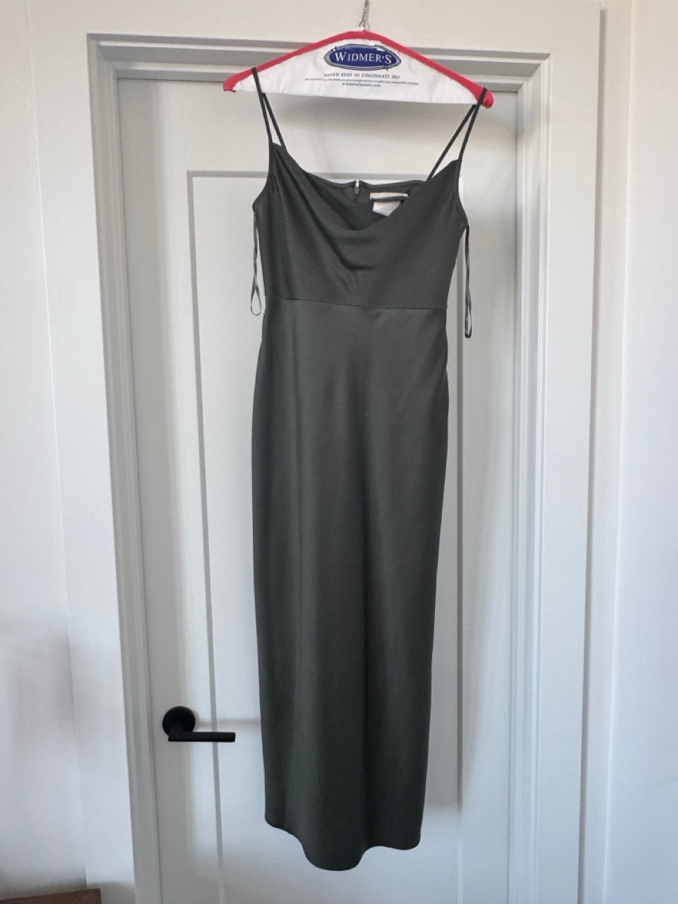REDUCED #35 BHLDN | W Size 6 | Cali Satin Charmeuse Midi Dress | Color: Forest