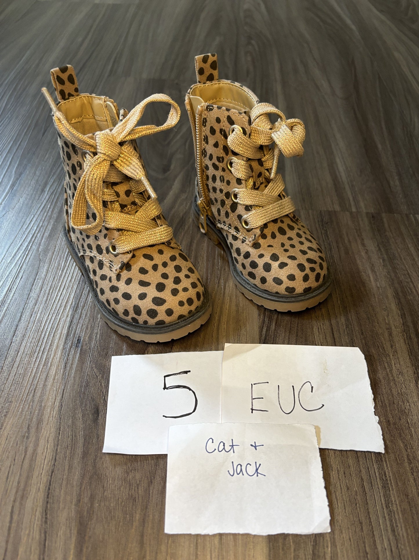 #138 - 5T - EUC Cat & Jack - Tan/Cheetah Boots - PU 45236