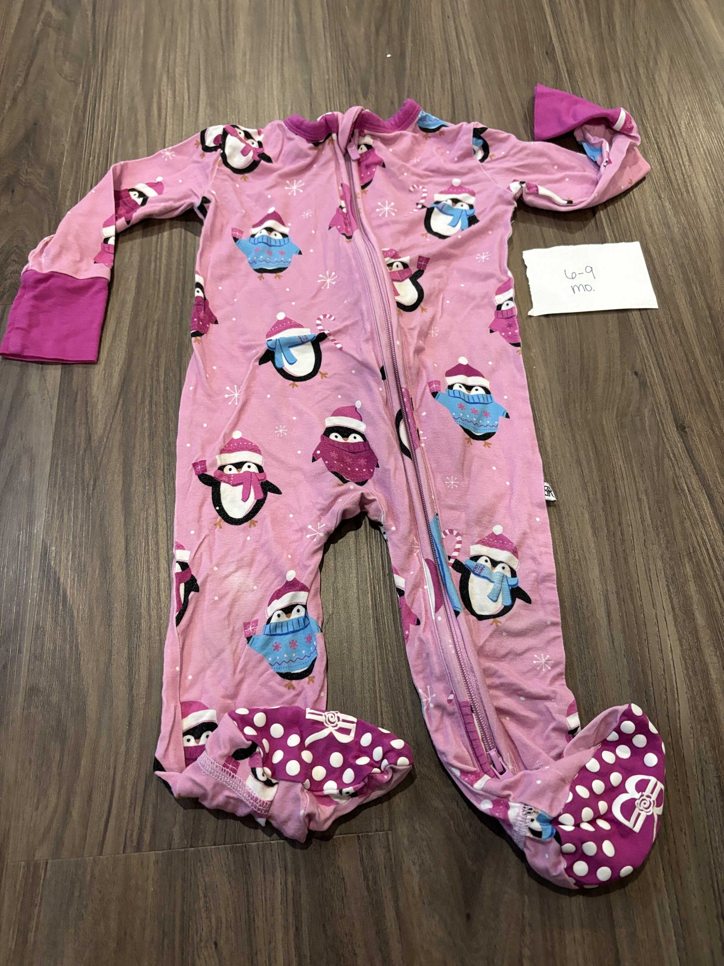 #138 - 6-9 Mo Bums & Roses (Bamboo) Penguin Zippy VGUC