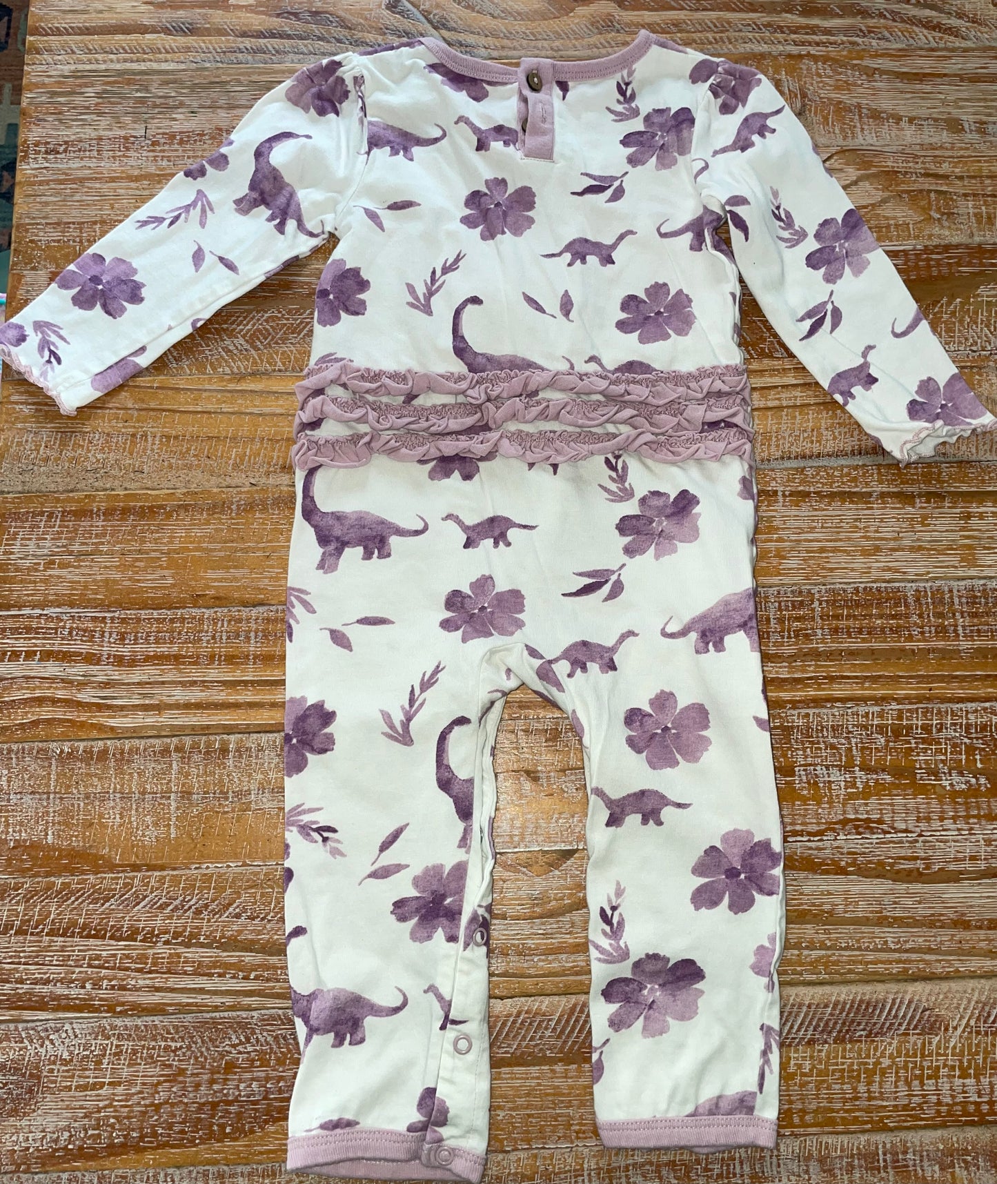 Seller #3 Burt's Bees Purple Flower and Dinosaur Pattern Long Sleeve Girls 18 mos