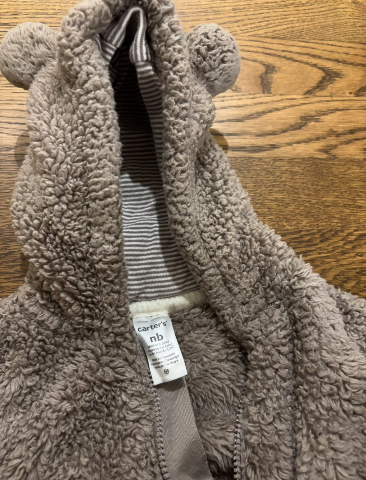 Seller #195 - *REDUCED* Carter’s Brown Hooded Coverall Bunting Suit - Size Newborn