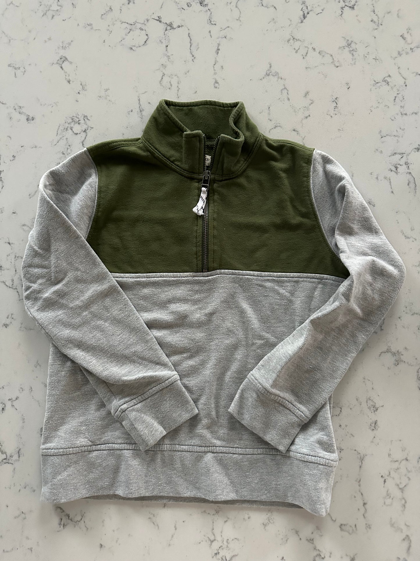 Seller 42, Crewcuts 1/4 Zip Sweatshirt, Gray/Olive, EUC, Boys M (8-9)