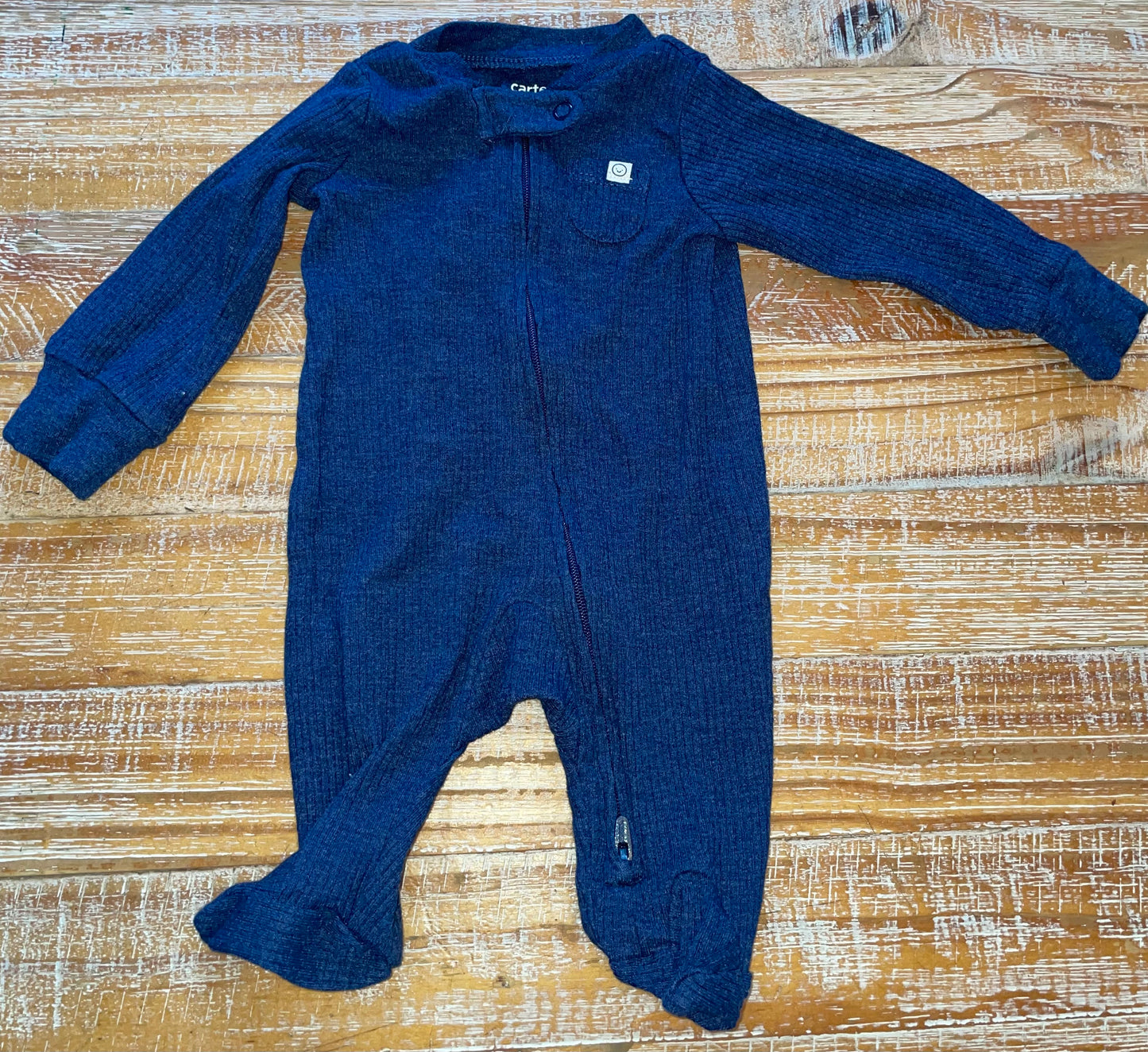 Seller #3 Carter's Newborn Blue Ribbed Zip up Sleeper
