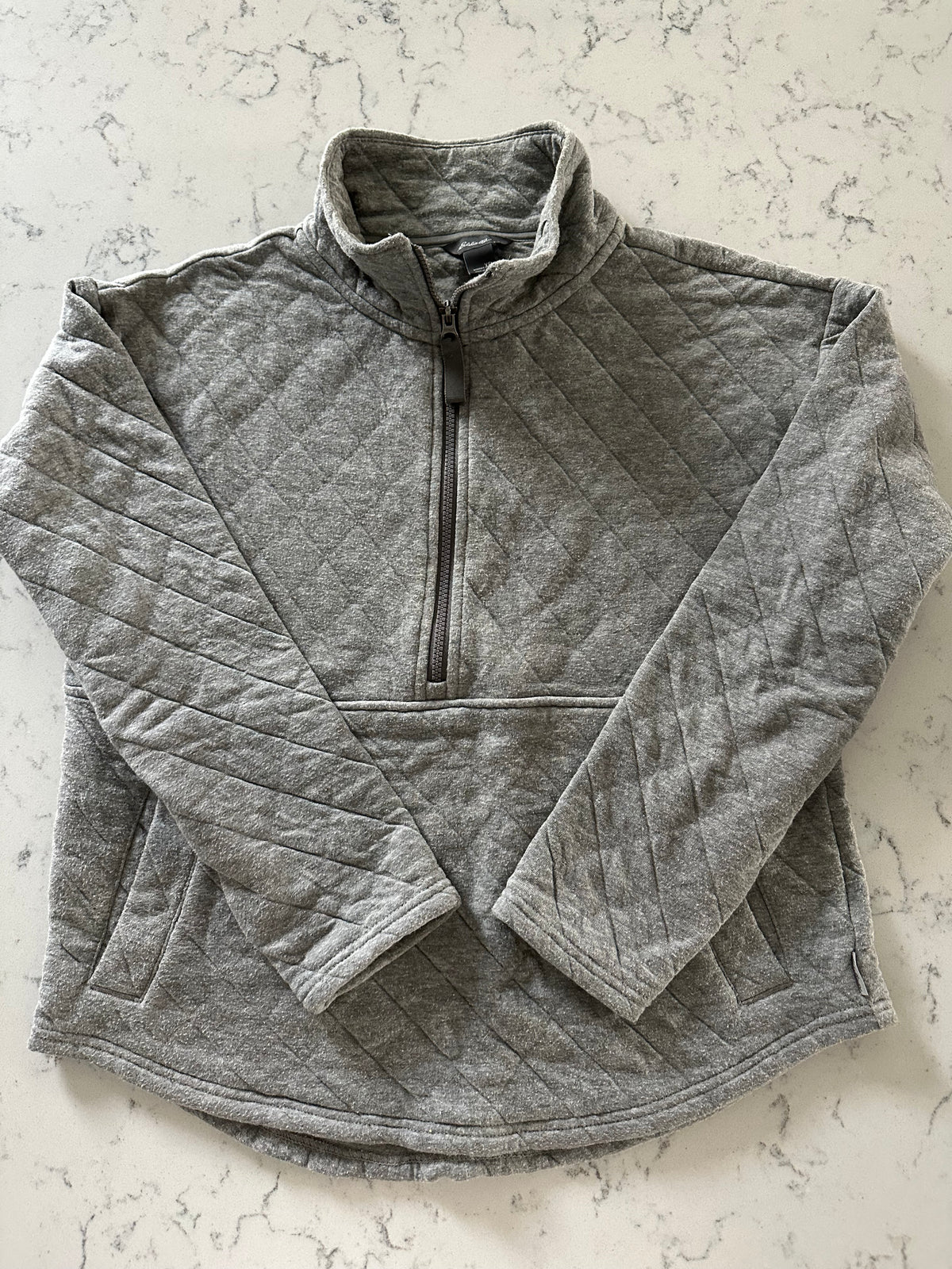 Seller 42, Eddie Bauer Oversized 1/4 Zip Sweatshirt, Gray, EUC, Women's XS