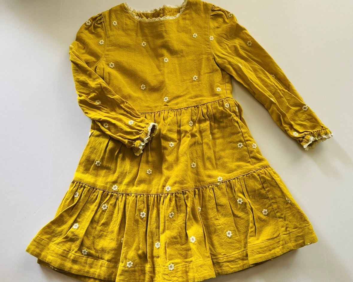 #92 girls BODEN 3/4 NEW yellow flower dress