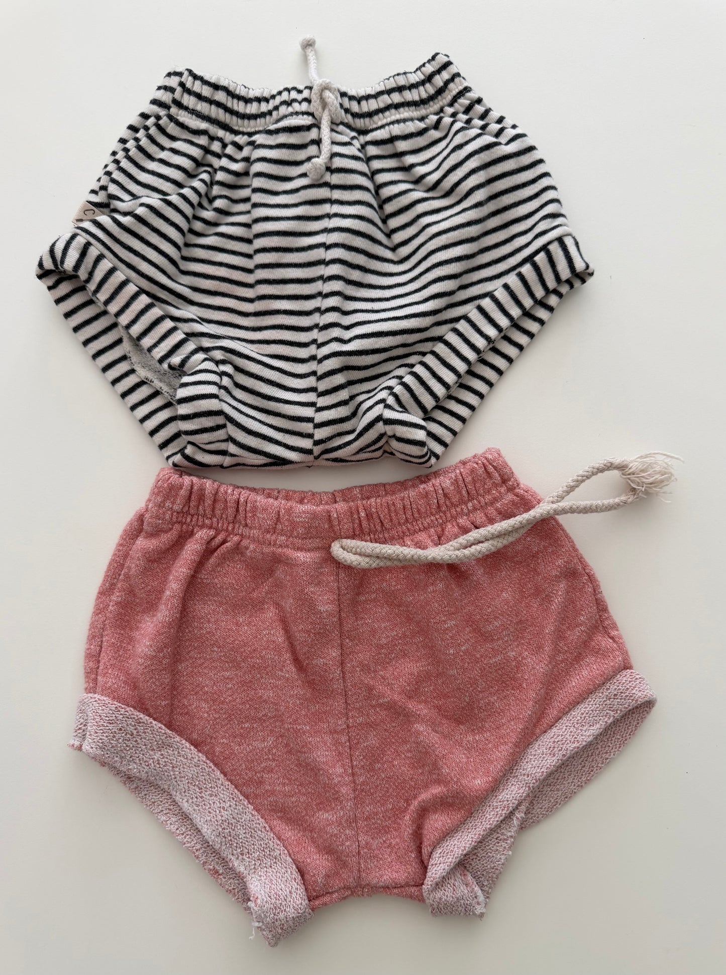 #117, Girls 3T, Childhoods Clothing black/white striped shorts & pink shorts, VGUC