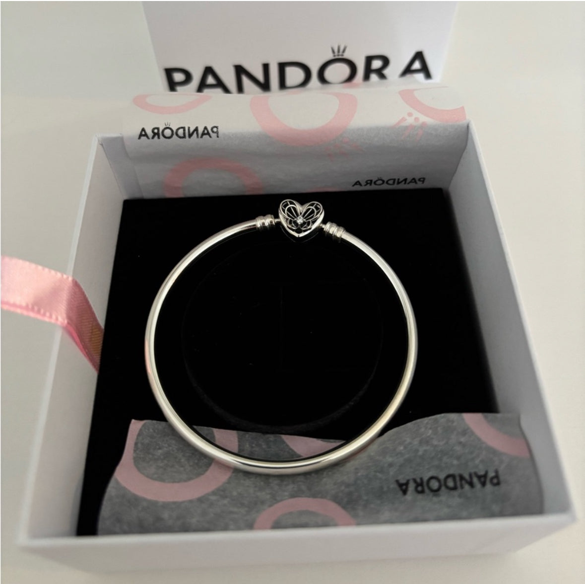 Seller #195 - *REDUCED* Pandora Bracelet Butterfly Bangle Heart Rhinestone - Brand New in Box
