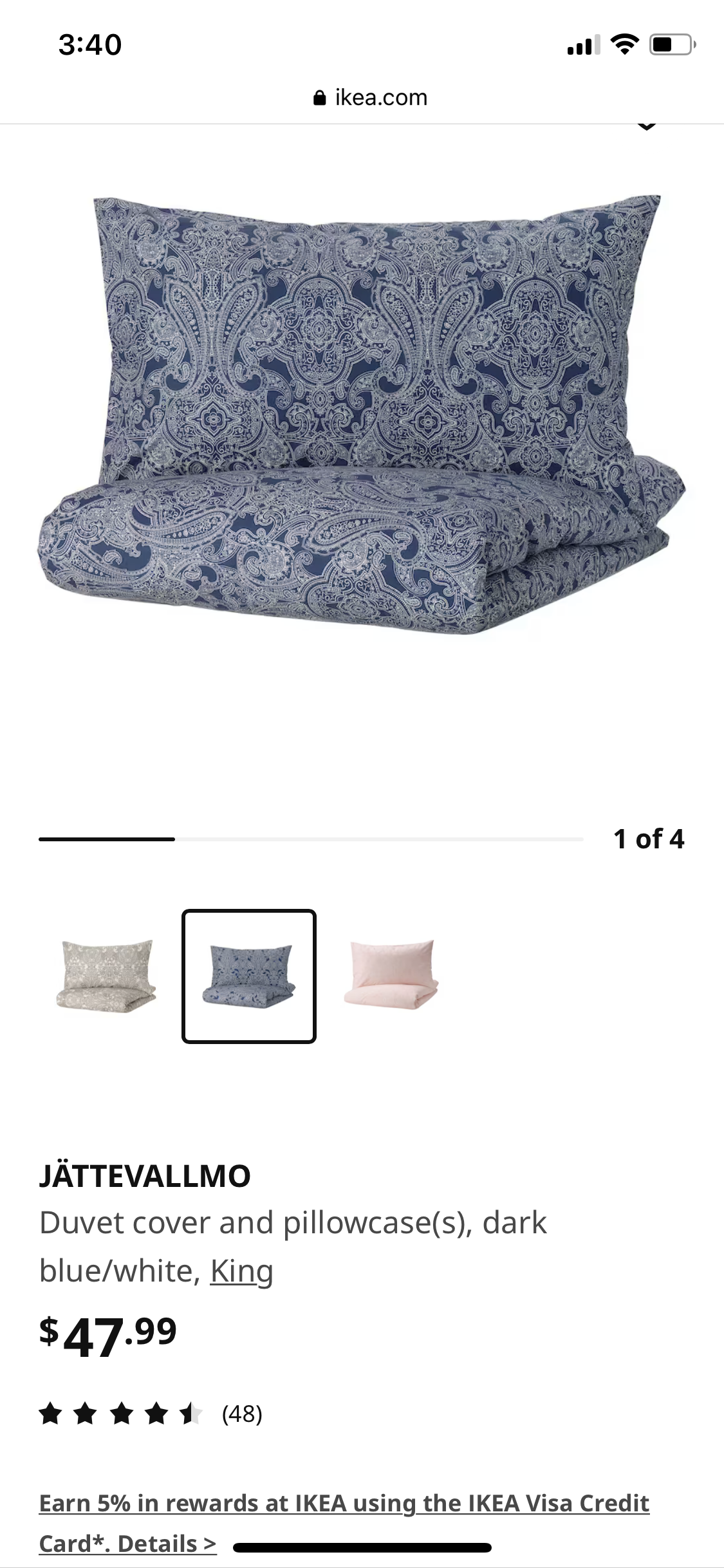 #186 REDUCED IKEA King Duvet Cover + Pillowcases - washed but never used