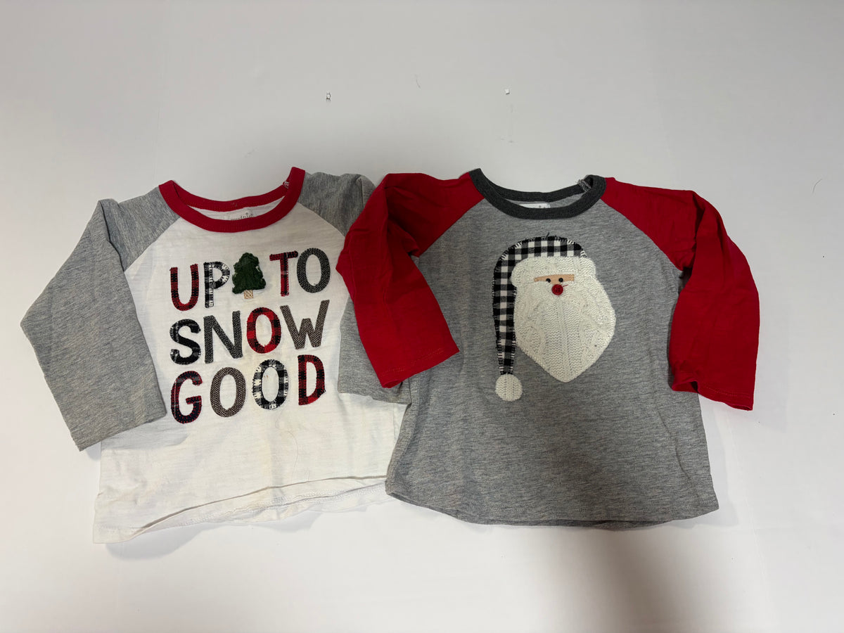 #27 Boys 18-24mos MudPie applique Christmas tees