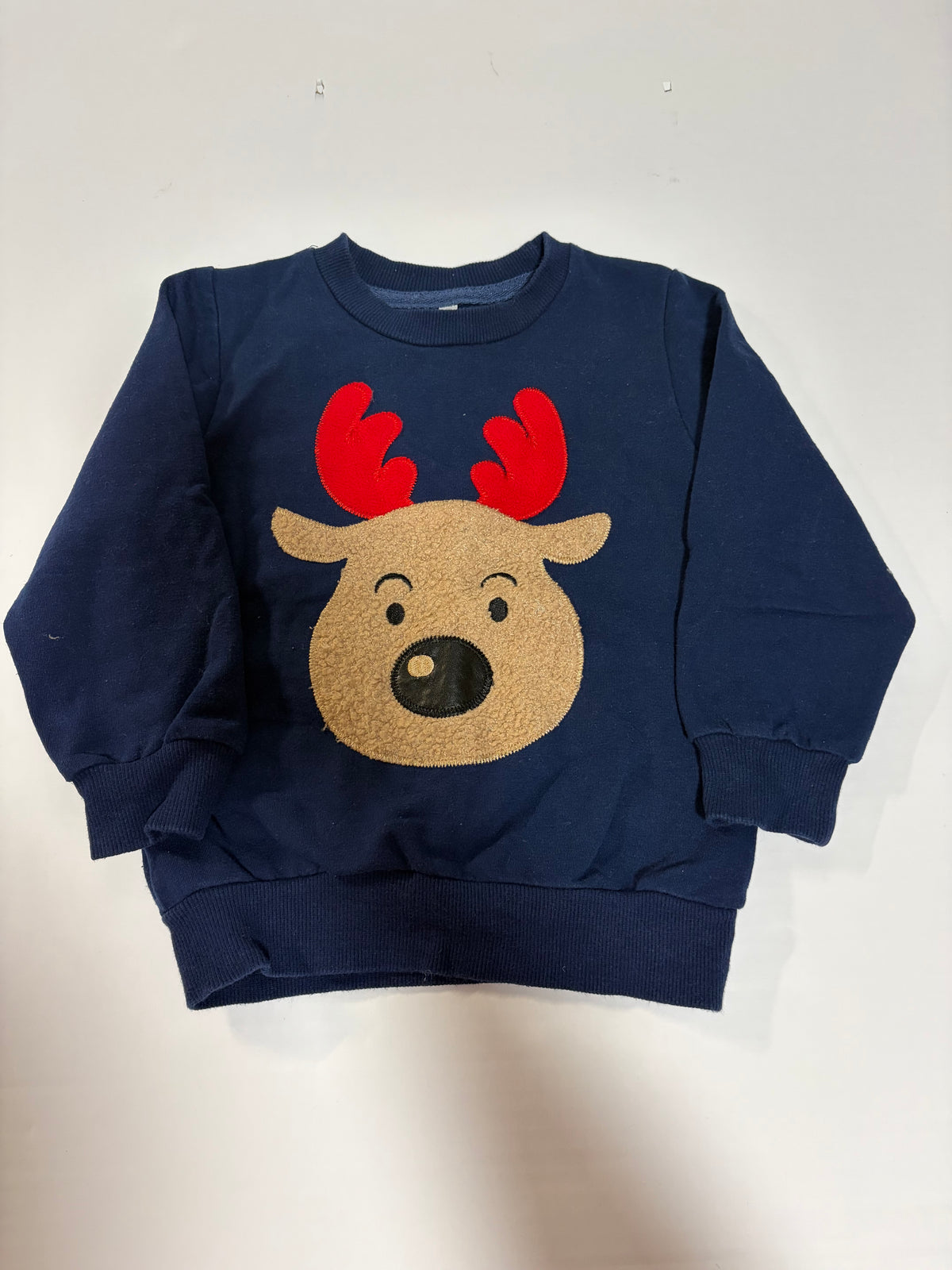 #27 Boys 2T fuzzy reindeer applique sweatshirt