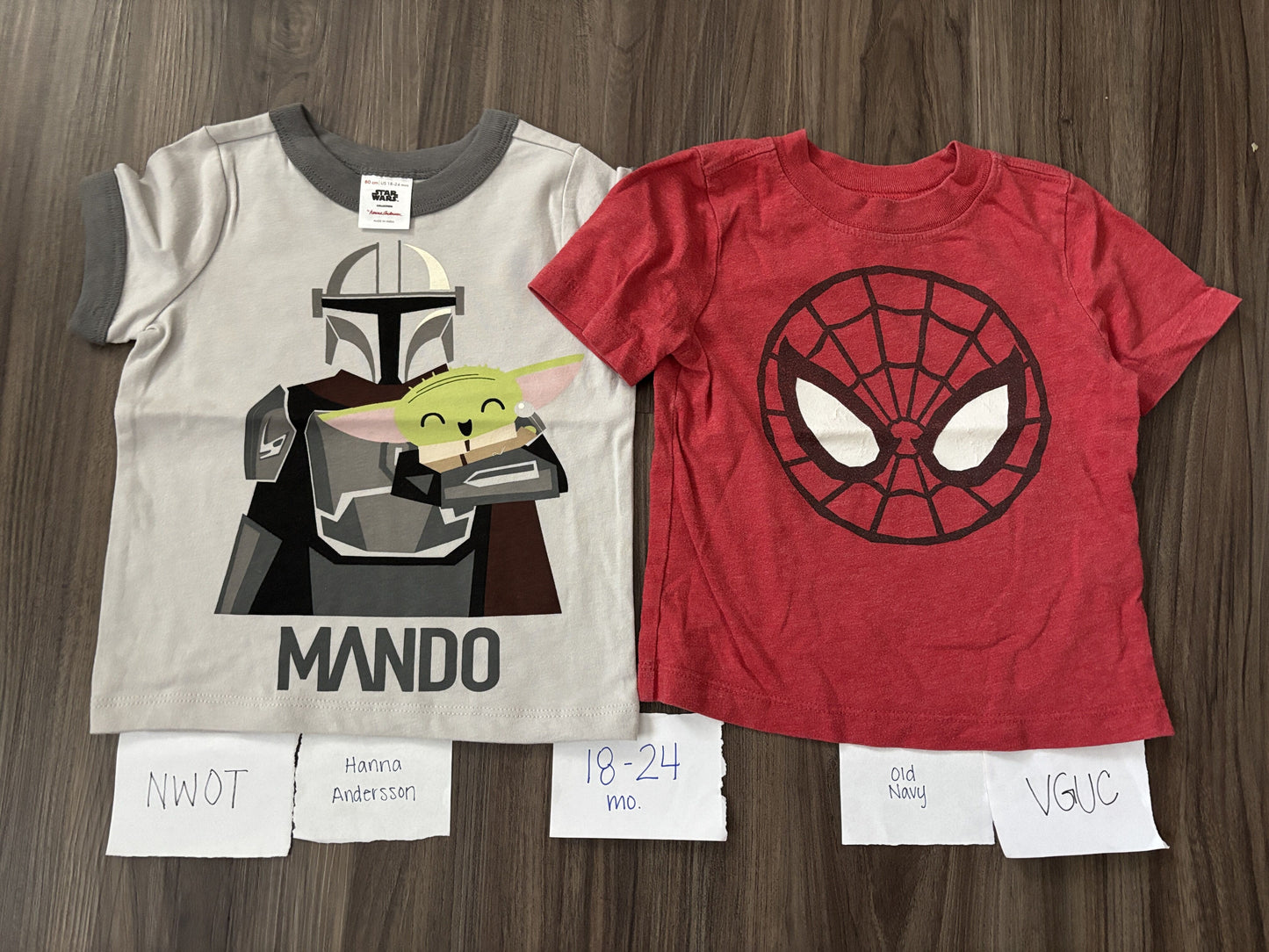 #138 - 18-24 Mo NWOT Hanna Andersson Mando Shirt + VGUC Old Navy Spider Man Shirt