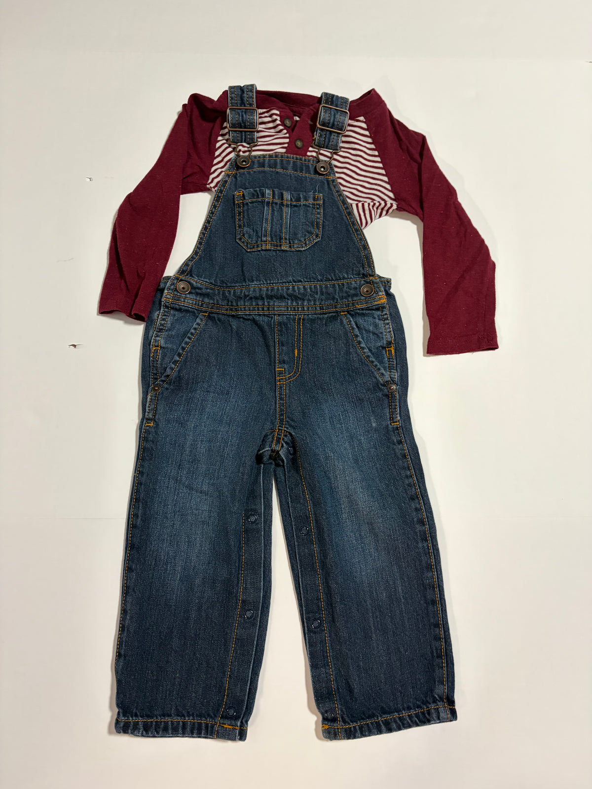 #27 Boys 2T OshKosh overalls/Cat and Jack Henley tee