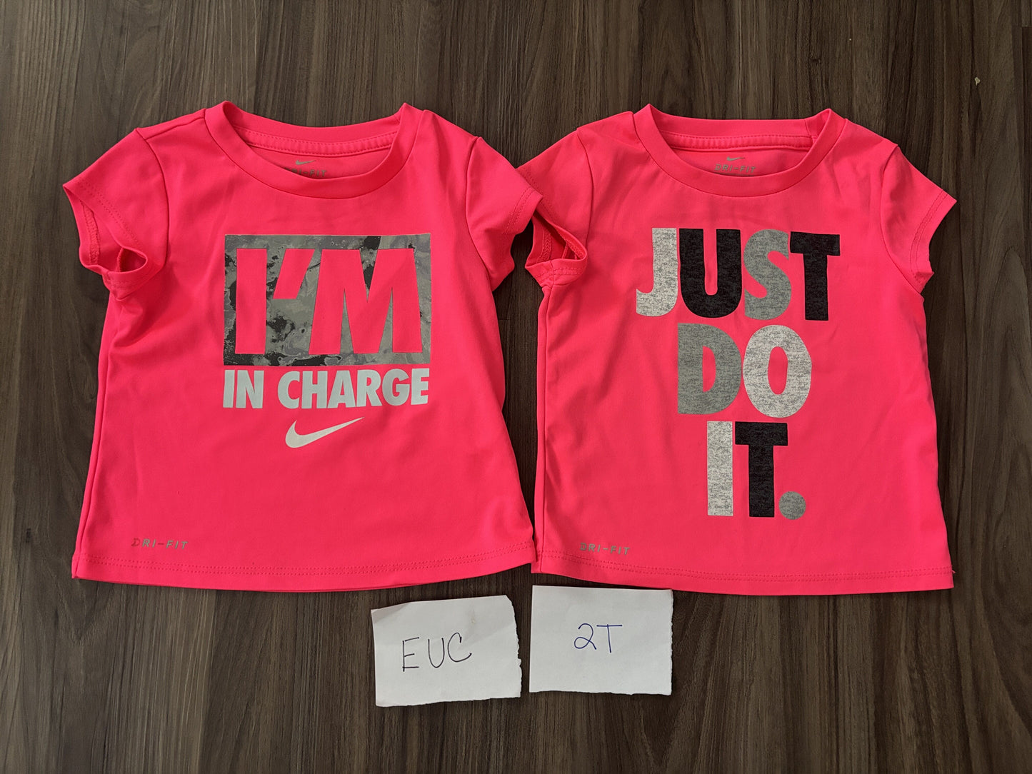#138 - 2T EUC Nike (2) Pink Shirts