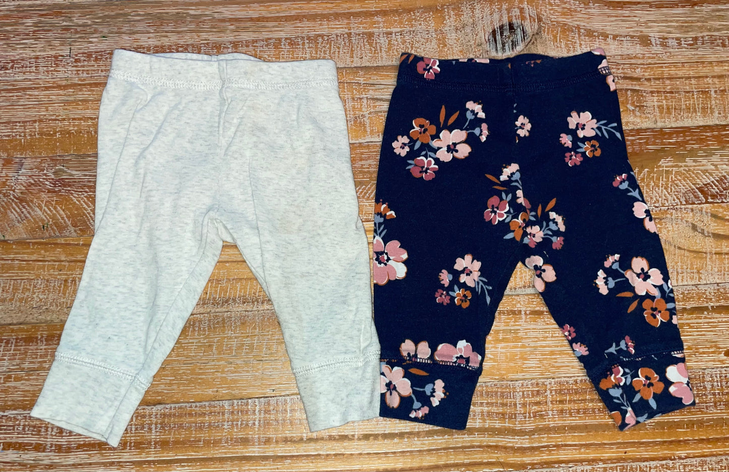 Seller #3 Simple Joys Girls 3-6 mos leggings gray and navy floral print (two)
