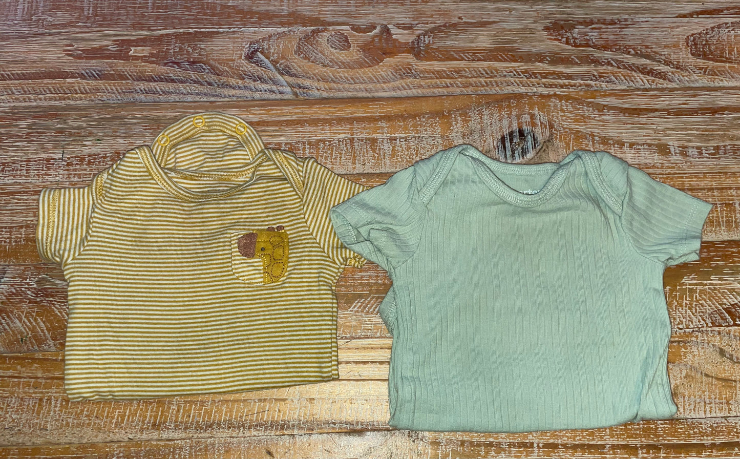 Seller #3 Carters Boys 6 mos onesies green ribbed and mustard yellow with a giraffe (two)