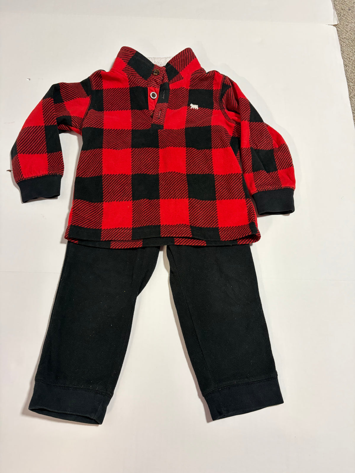 #27 Boys 2T Carters buffalo plaid fleece set