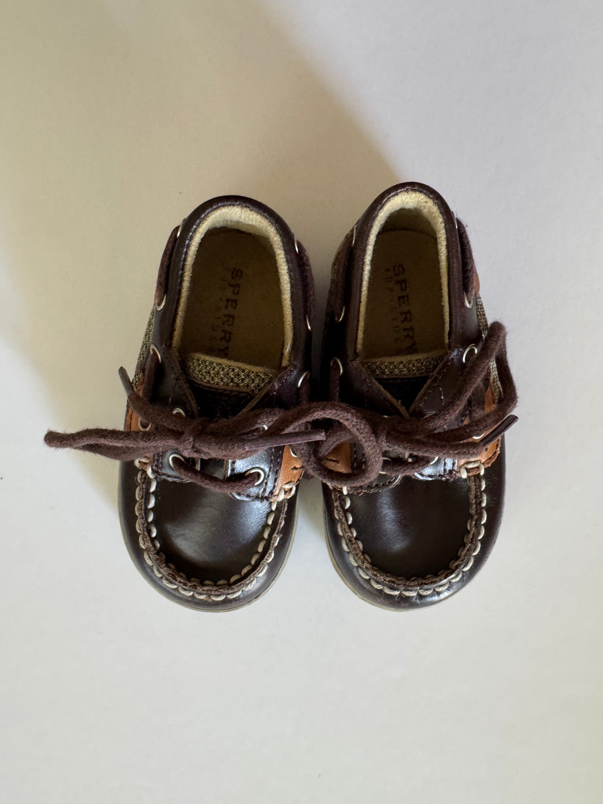 #92 Boys 3 month SPERRY brown dress shoes