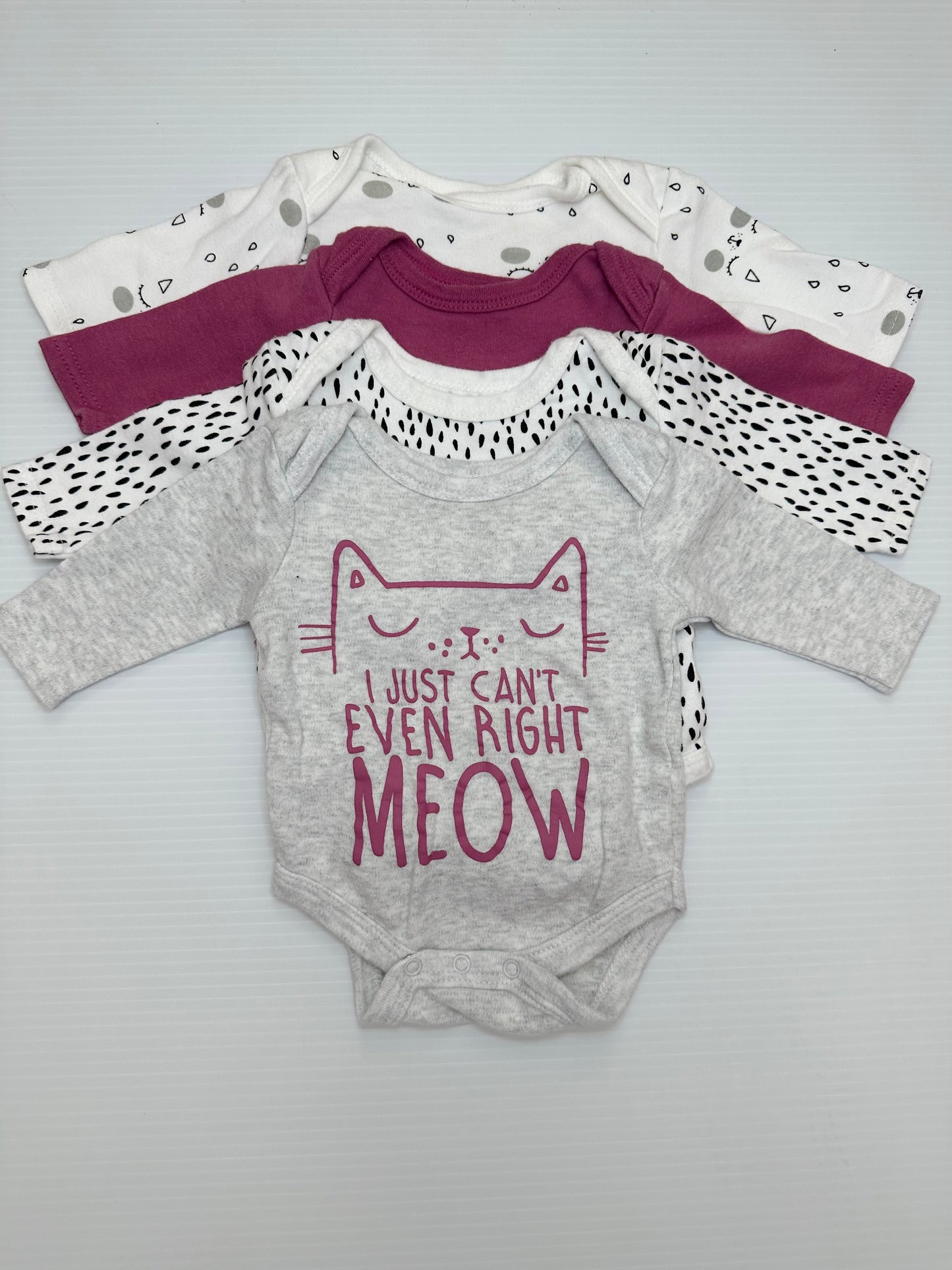 Seller #168 Emily & Oliver Girls 0-3m Longsleeve Cat Onesies