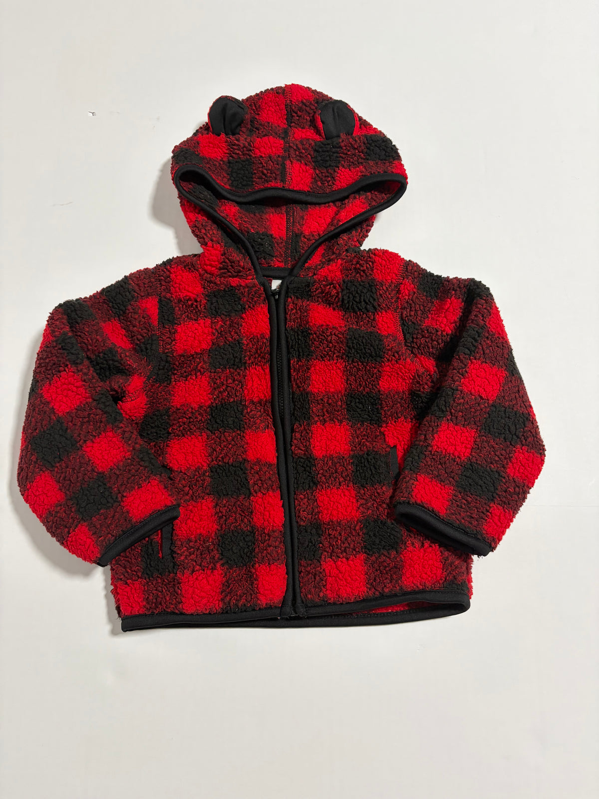 #27 Boys 24m Wonder Nation Fleece buffalo plaid zip-up