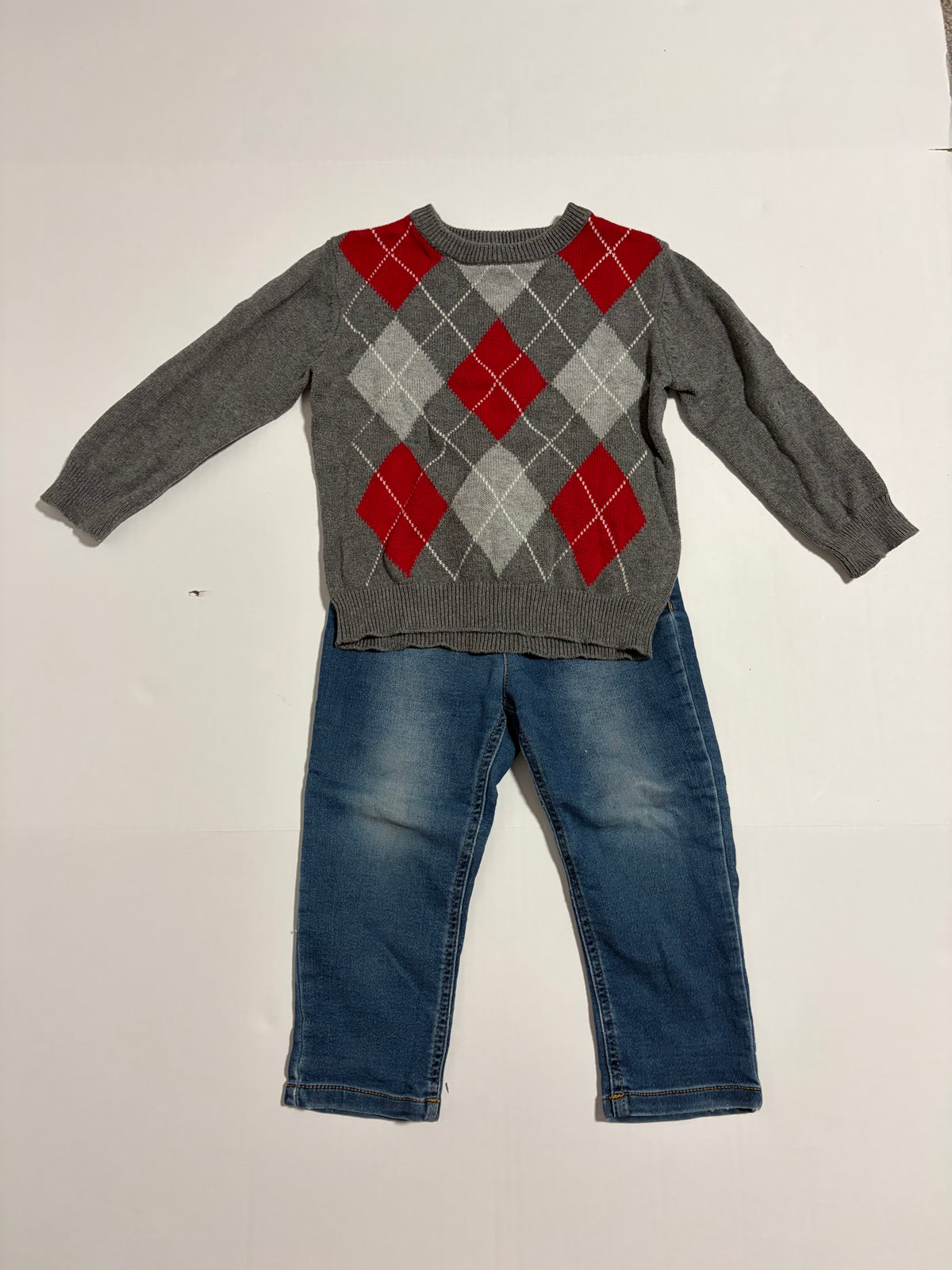#27 Boys 24m Cherokee argyle sweater + Cat and Jack jeans