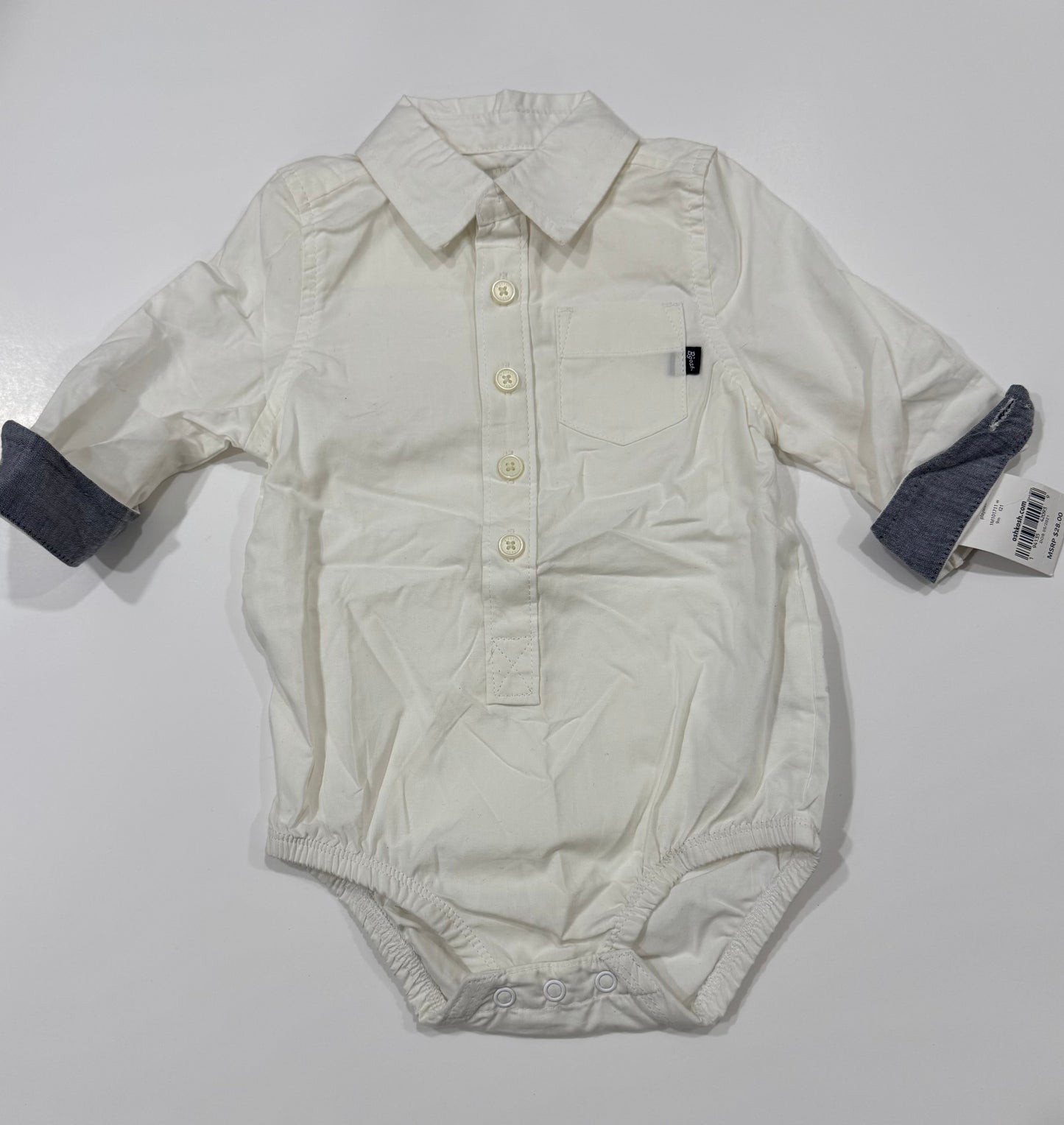 #38 NWT Baby B’gosh 9 Months Boys White Button Down Collared Onesie
