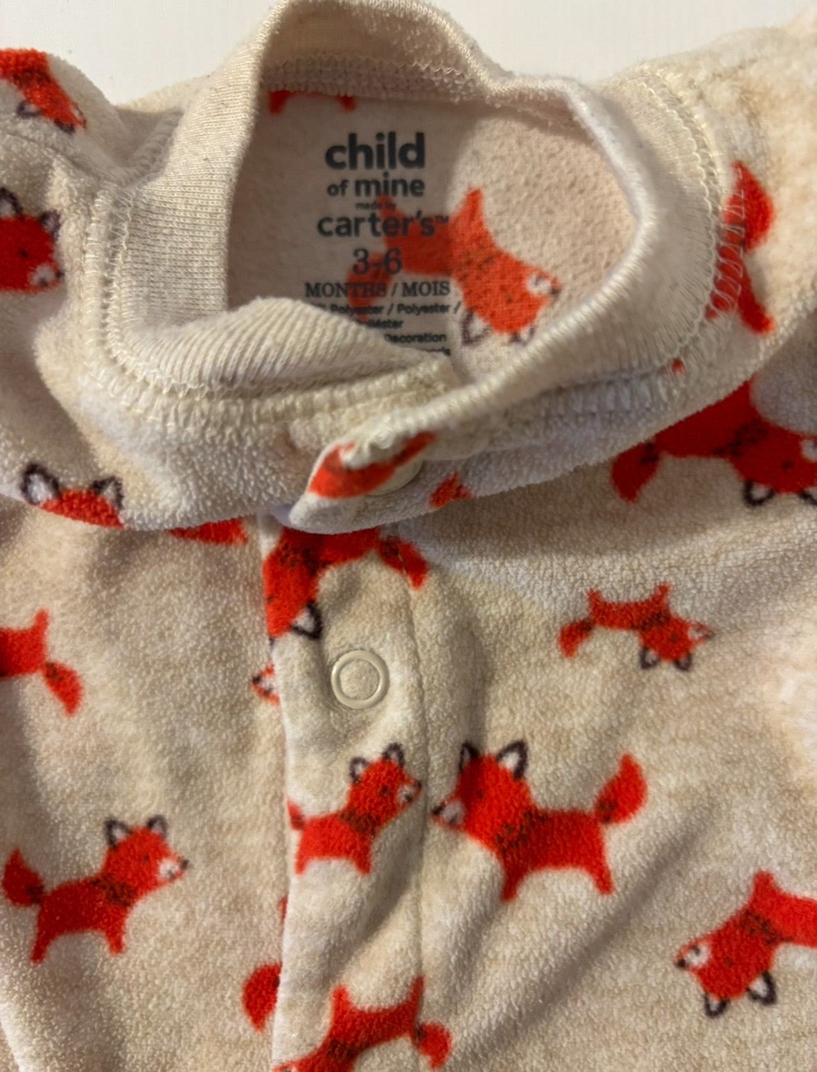 Seller #195 - Carter’s Boys Fox Print Button Up Sleeper - Size 3-6 Months