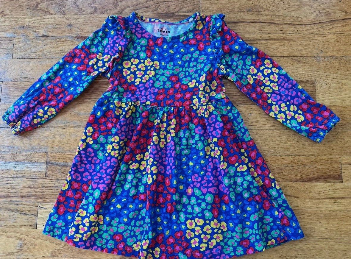 #104 Mini Boden size 5/6 dress rainbow leopard print with pockets