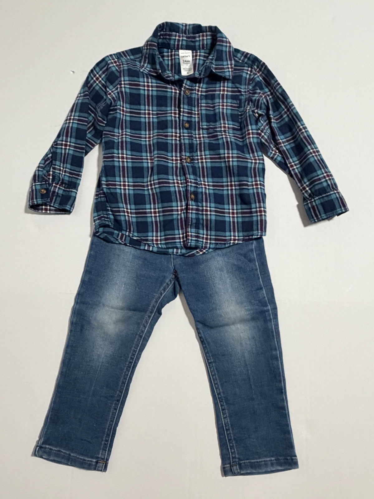 #27 Boys 24m Carters button down + Cat and Jack jeans