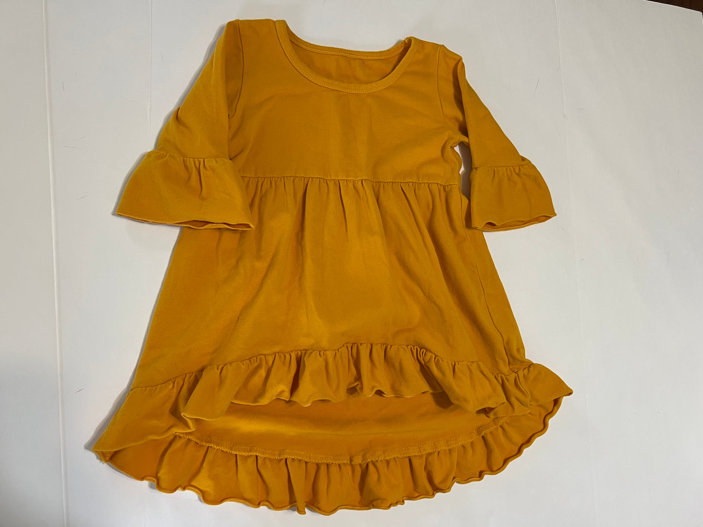 #78 girls 3T boutique mustard yellow ruffle tunic