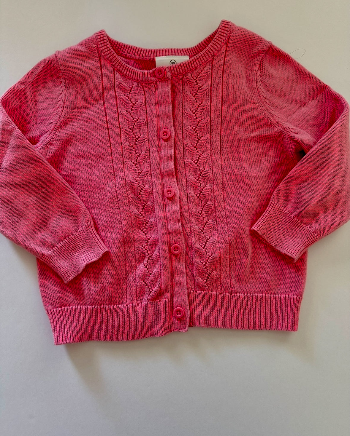 REDUCED #92 girls 3t Hanna Andersson pink knit button cardigan sweater. New