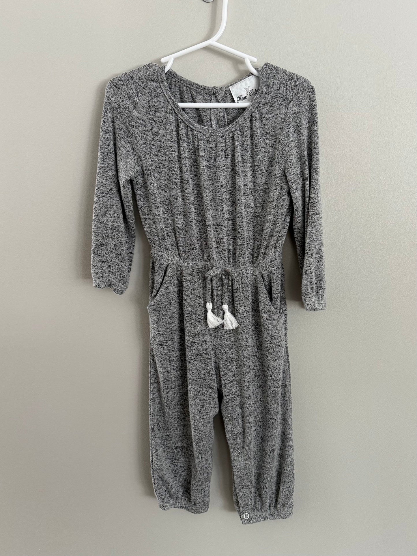 #173-Rare Editions 24m toddler girl gray knit romper