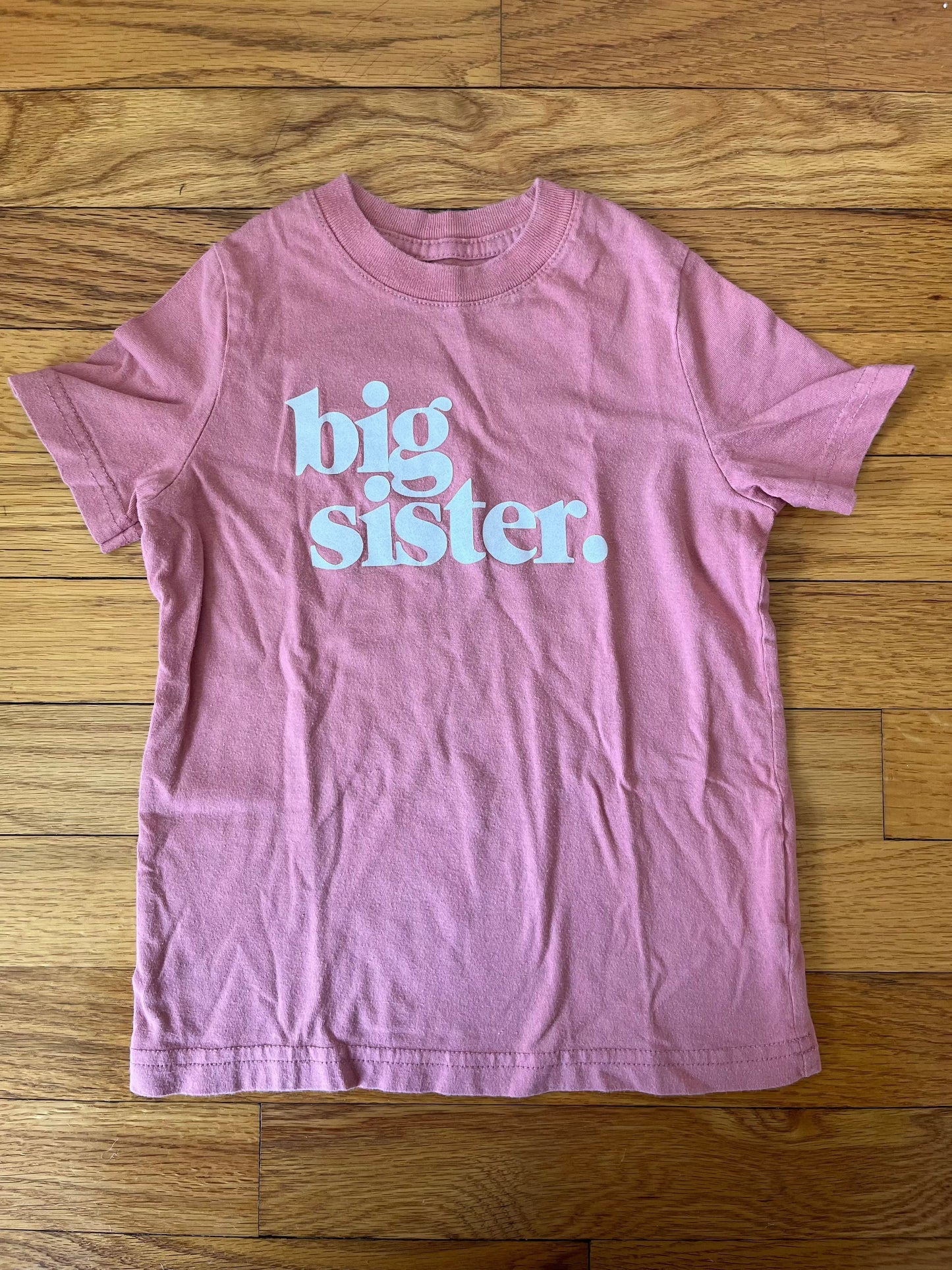 #109 Olive Loves Apple "Big Sister" Pink Tshirt- Size 3T