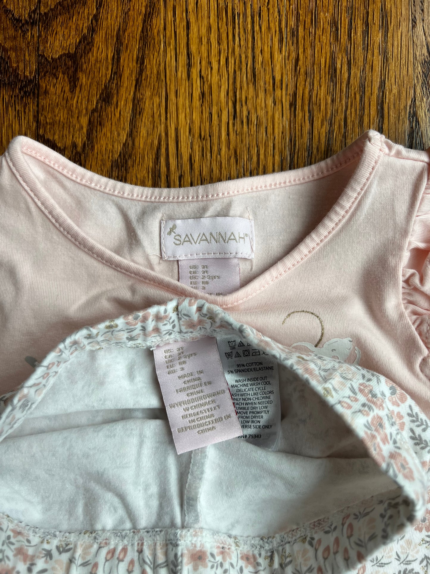 Seller #115 - Boutique Brand Girls 3T Spring Set, Pale Pink Ballerina Mouse Tank Top & Matching Pink Floral Leggings, VGUC