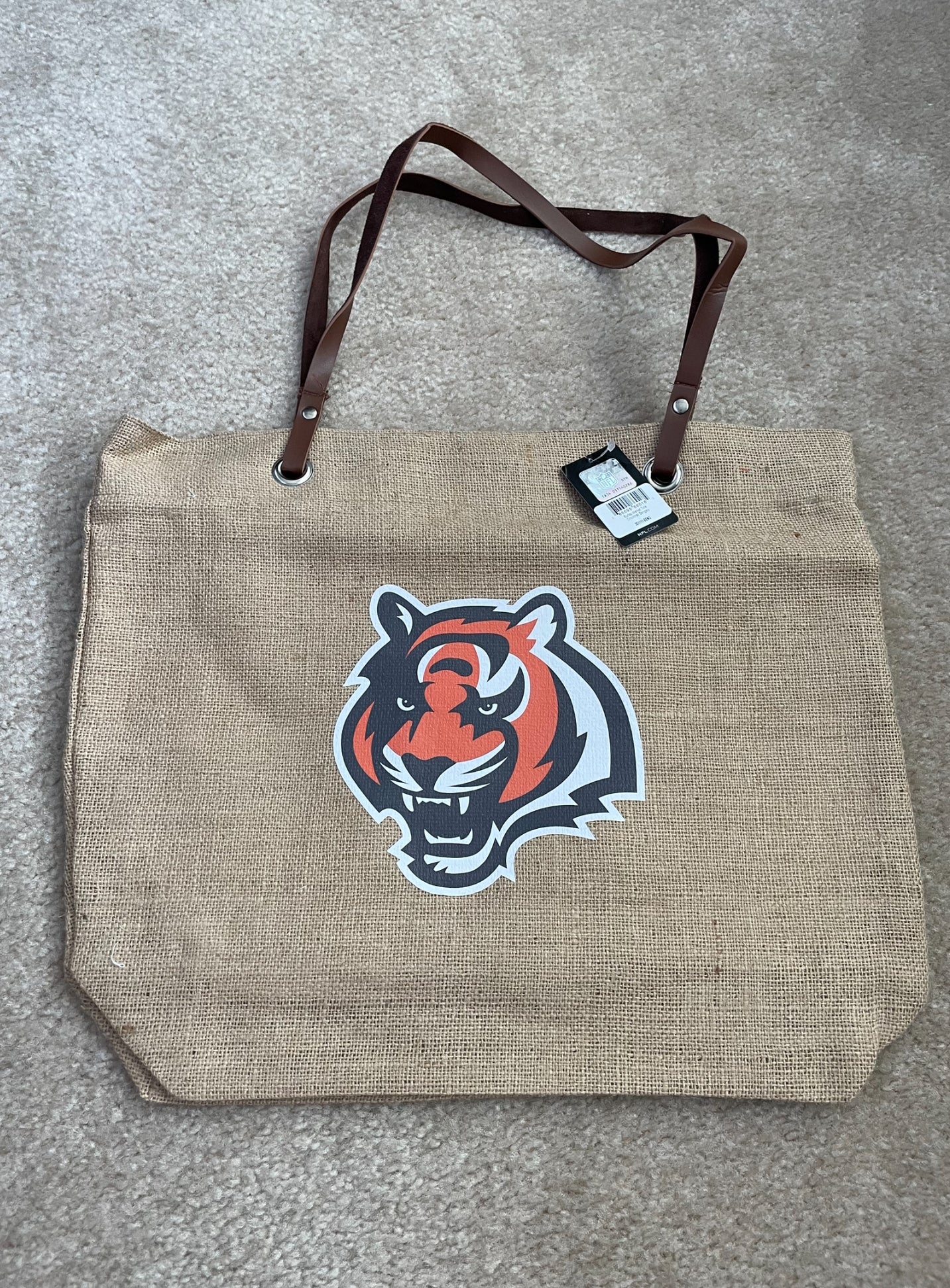 Seller 129- Bengals burlap tote bag