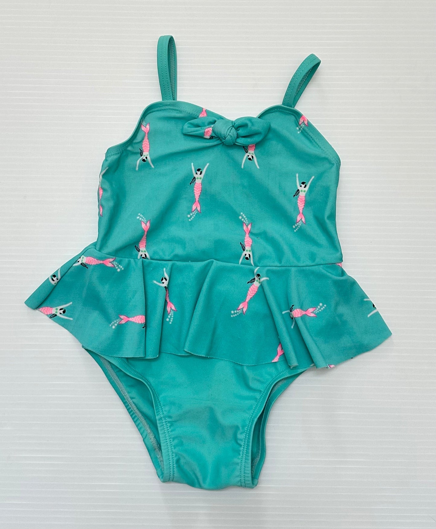 #65 Old Navy Girls 12-18m Teal Mermaid Swimsuit