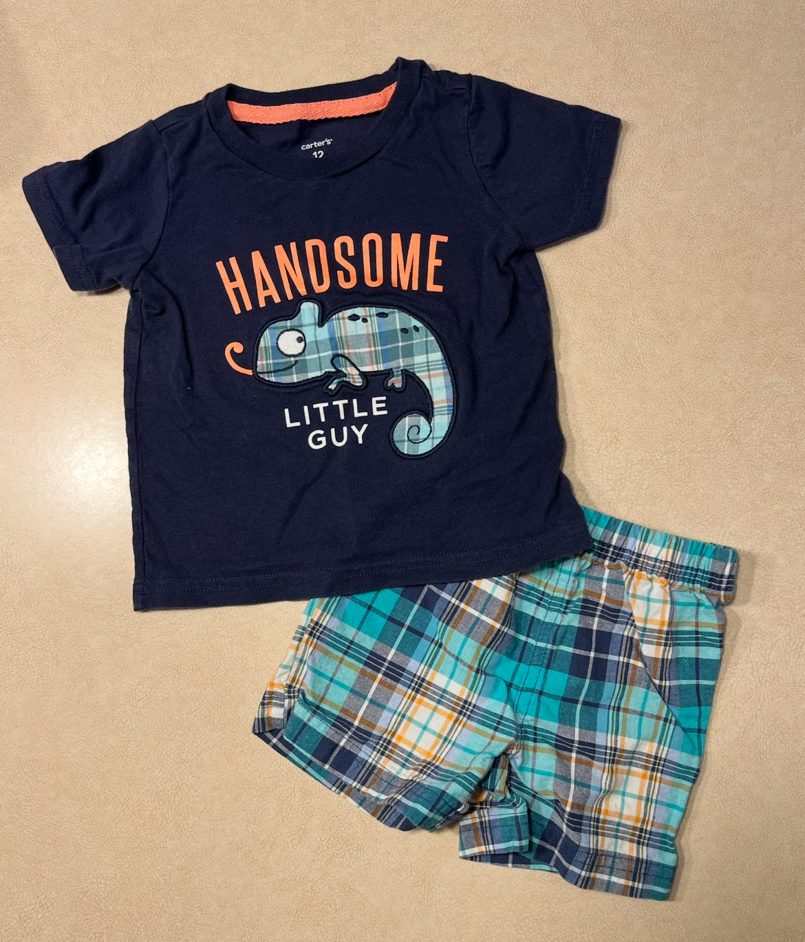 #143 Carter's Handsome Little Guy plaid set Boys 12m - REDUCED