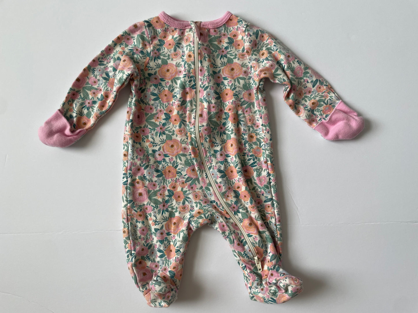 #3 Wonder Nation floral print footed pajamas girls size NB