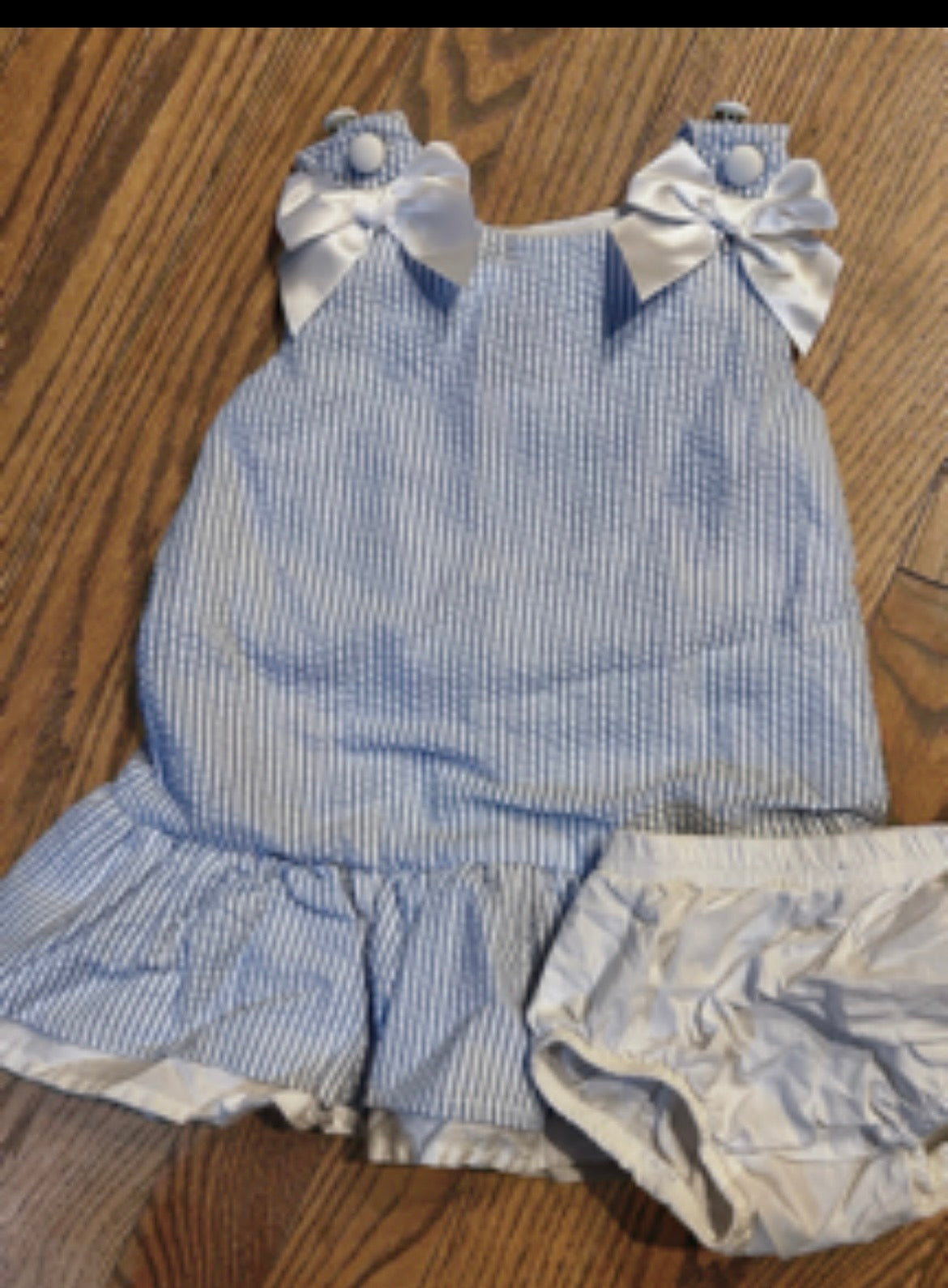 #34 girls 18-24 months blue striped dress nwot