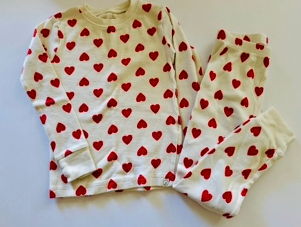 #92 girls 4 t like new heart pajama set
