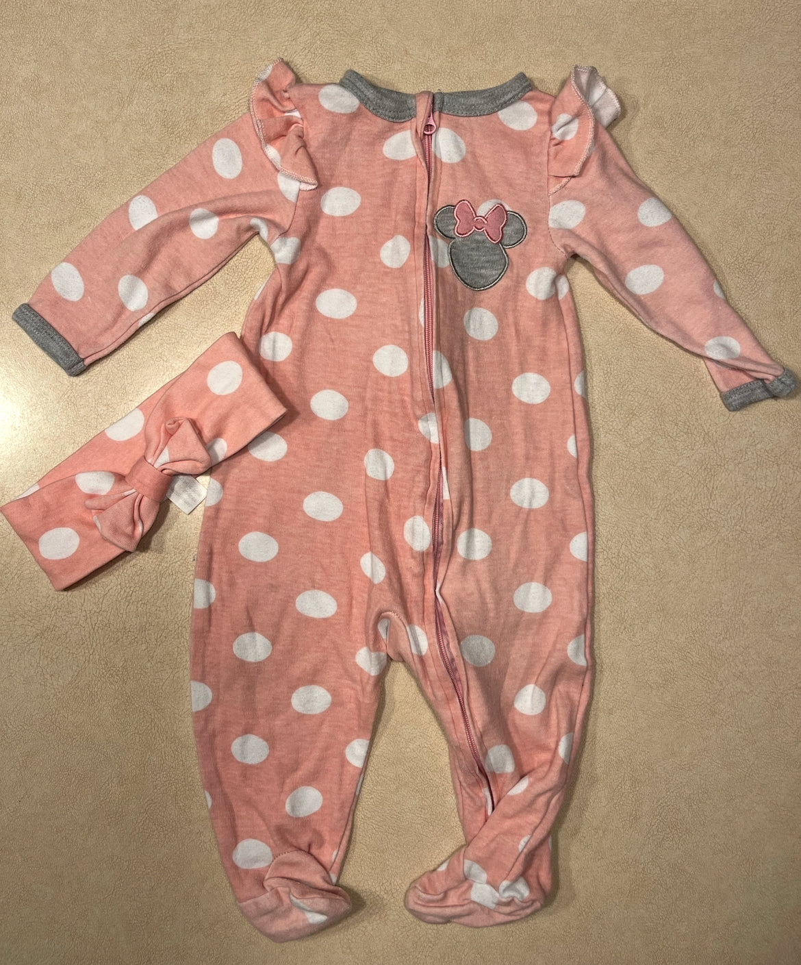 #143 Disney Baby Minnie Mouse Pajamas with Headband Girls 9m - REDUCED