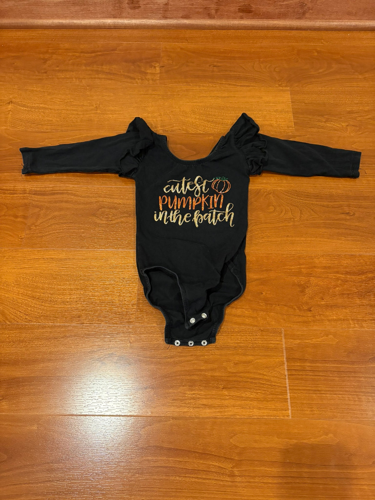 Girls 6-9 Months Black Long Sleeve Pumpkin Onesie