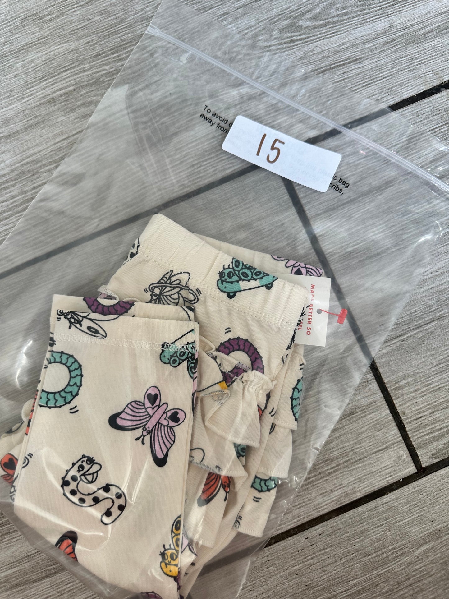 #111 Cat & Jack Insect Letter Print Legging Pant 12 Months Girls NWT