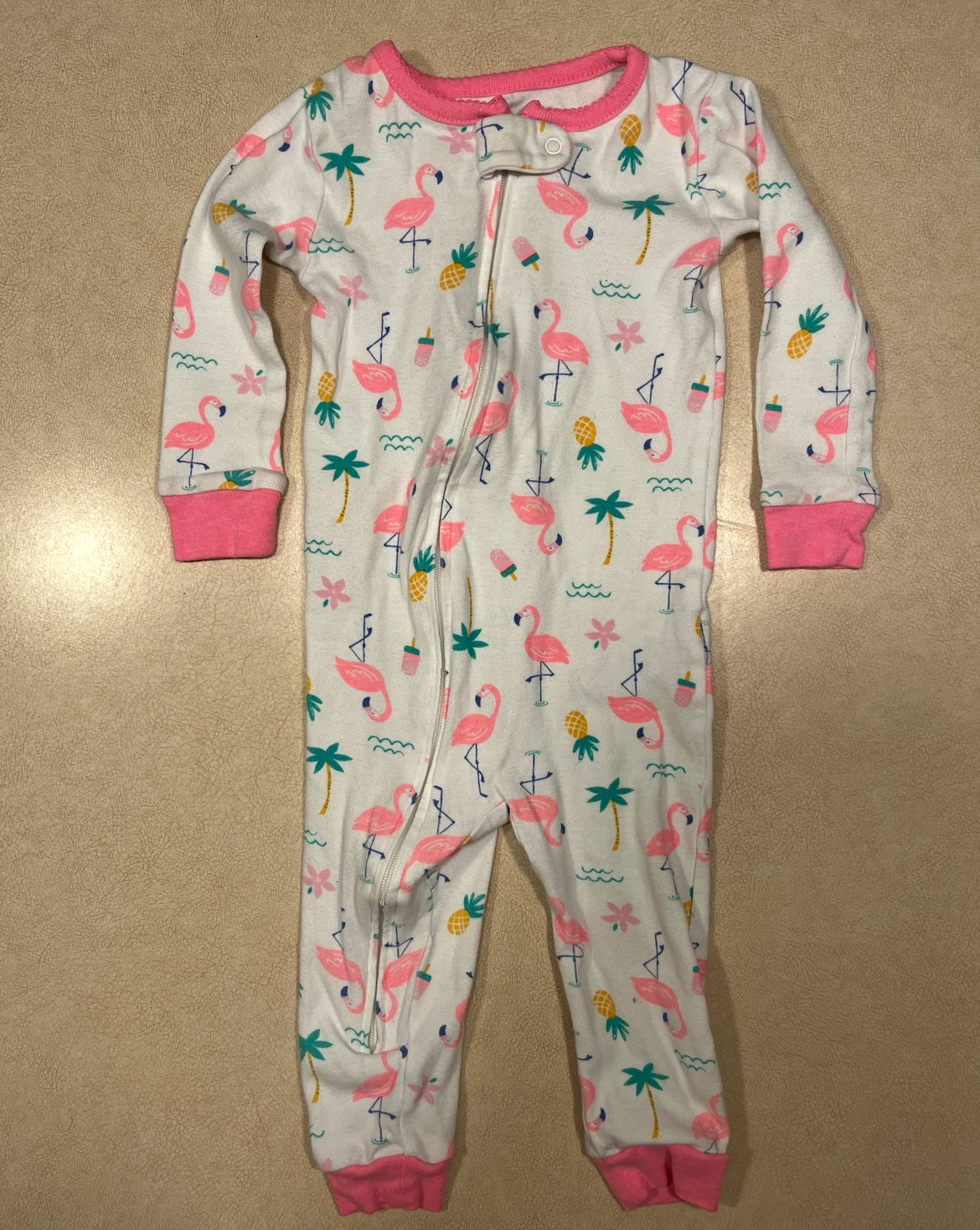 #143 Carter's Flamingo Pajamas Girls 12m