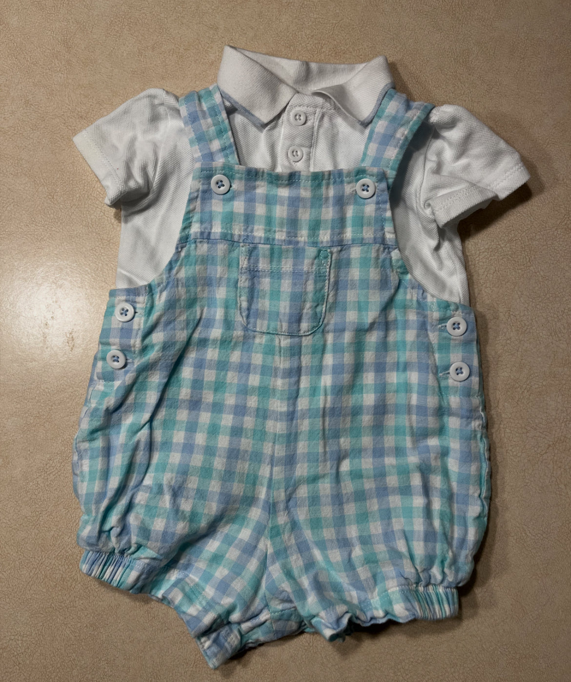 #143 Little Me Overalls Boys 6m - REDUCED