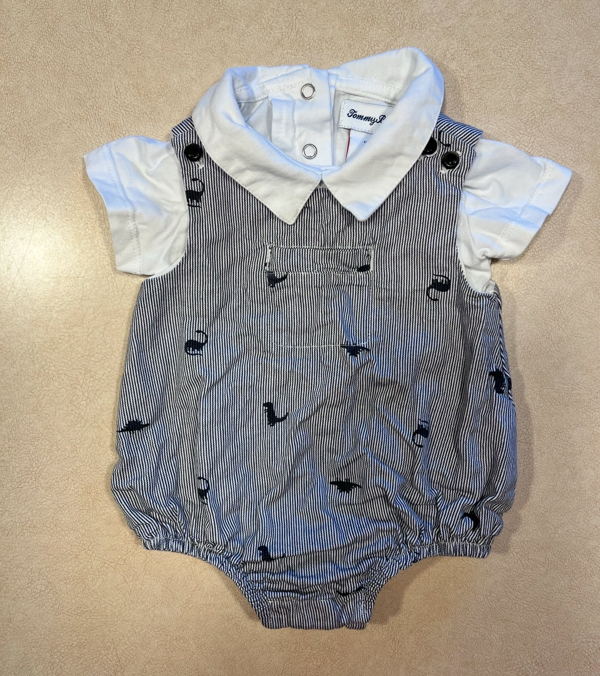 #143 Tommy Bahama Dinosaur Romper Boys 3-6m - REDUCED