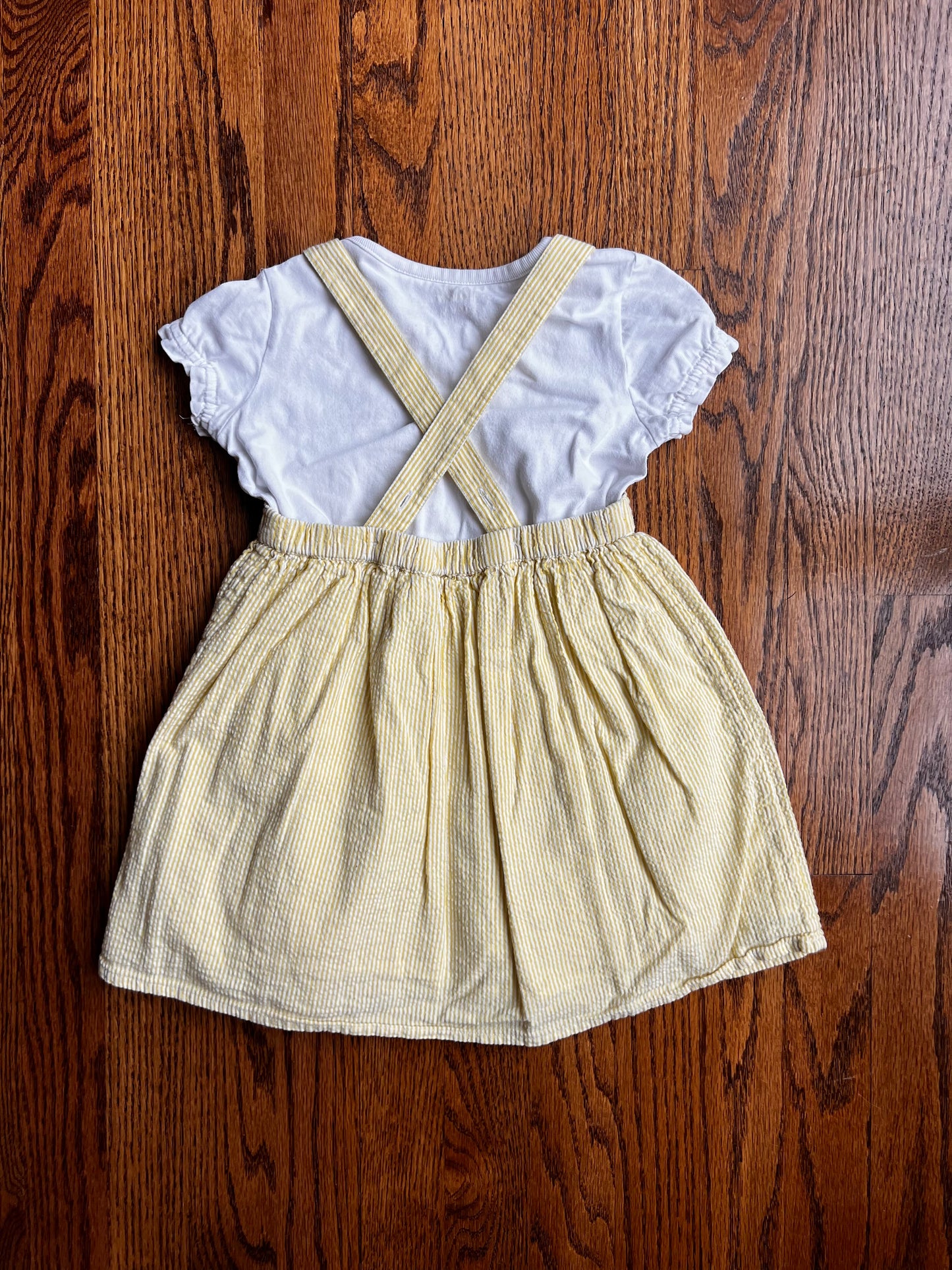 Seller #115 - Boden Girls 2-3Y Yellow & White Seersucker Cherry / Ice Cream Dress with White Shirt, VGUC