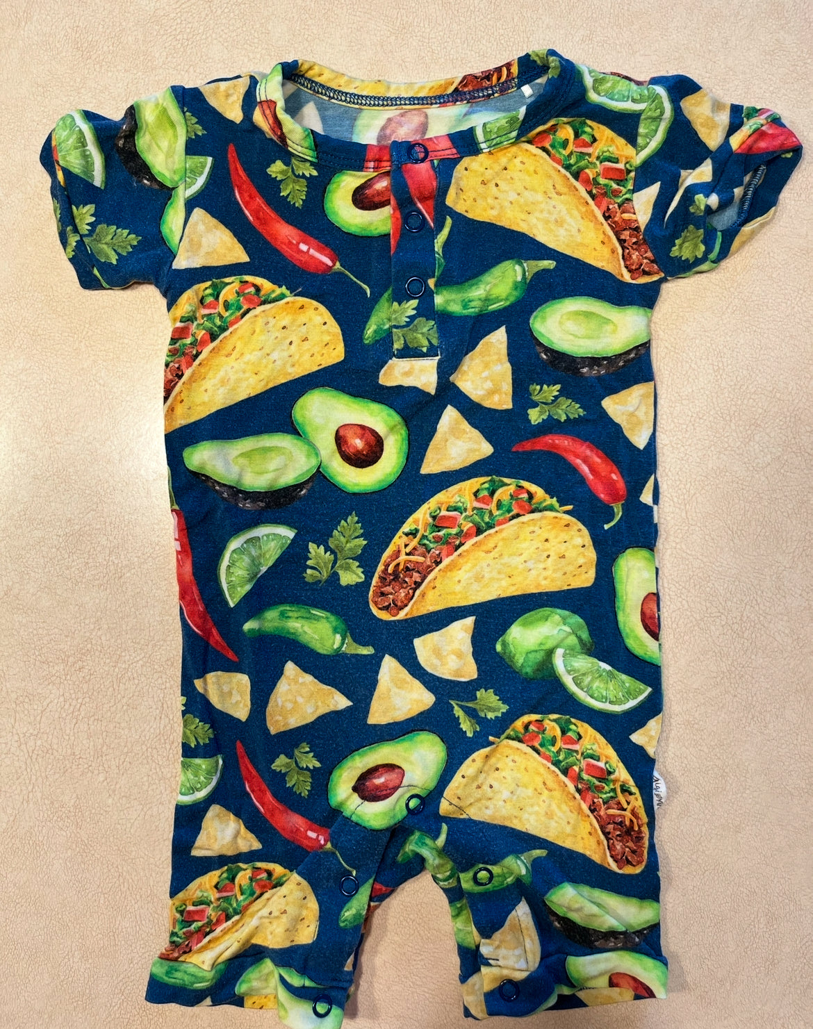 #143 Gigi & Max Taco Romper Boys 6-12m - REDUCED