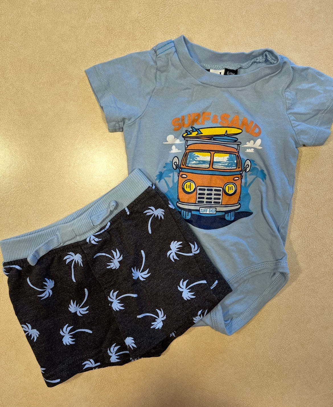 #143 Mick and Mack Surf & Sand Shorts Set Boys 6-9m - REDUCED