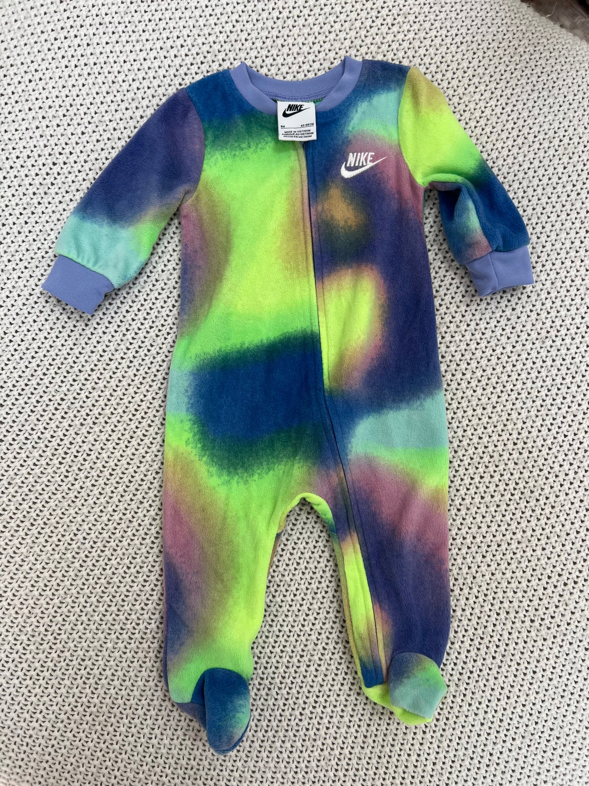 #157 EUC Nike Little Girl Fleece Tie Dye Onesie, 6M